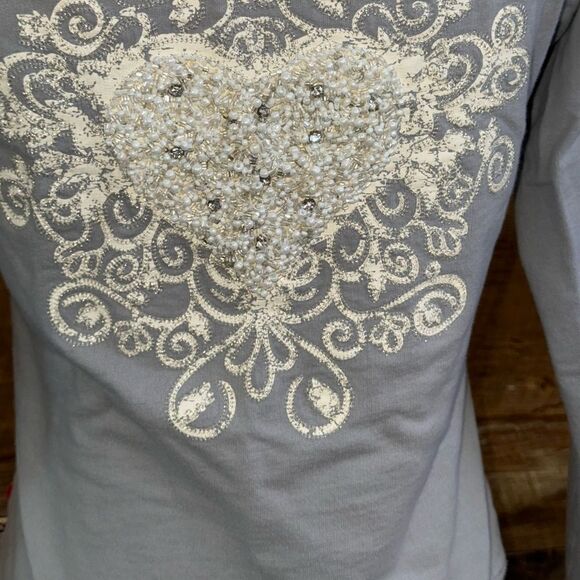 Twisted Heart America deadstock Y2K sherpa hoodie with heart beading detail EUC - Picture 4 of 14